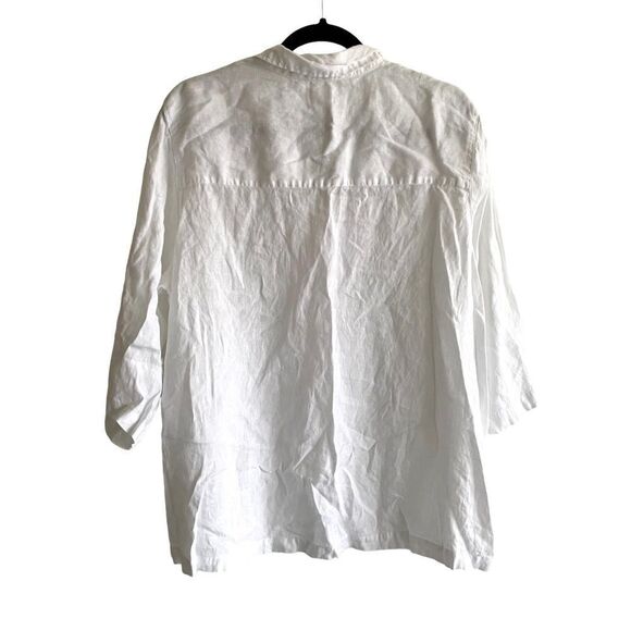 SIGRID OLSEN Linen Oversized Popover Tunic Blouse White 1X - Picture 3 of 5